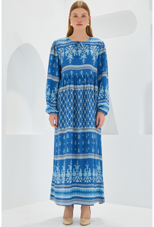 1947 Patterned Long Dress