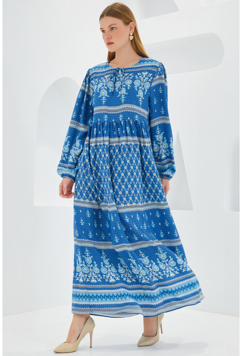 1947 Patterned Long Dress