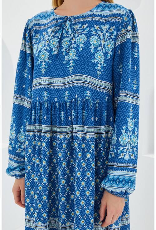 1947 Patterned Long Dress