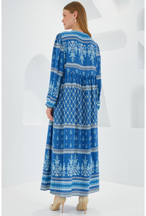 1947 Patterned Long Dress