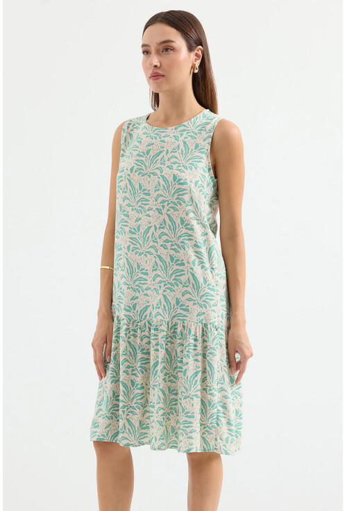 1962 Black Cream Color Patterned Viscose Dress