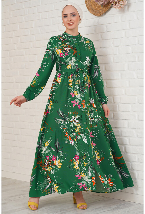 2144 Mandarin Collar Hijab Dress