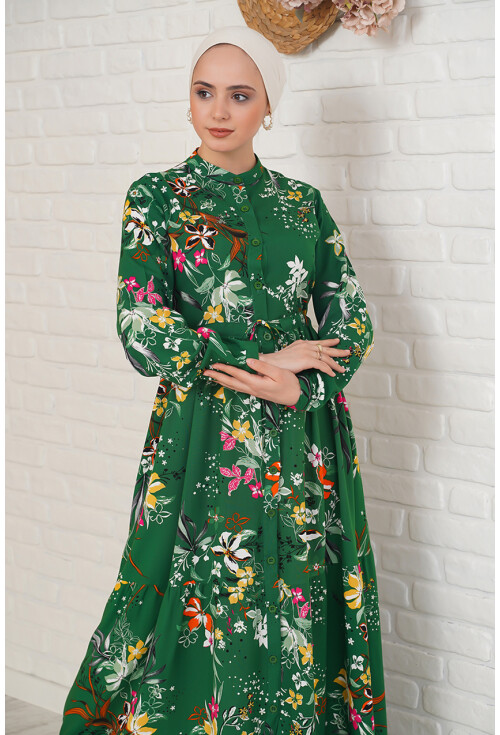 2144 Mandarin Collar Hijab Dress