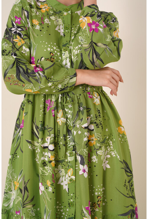 2144 Mandarin Collar Hijab Dress