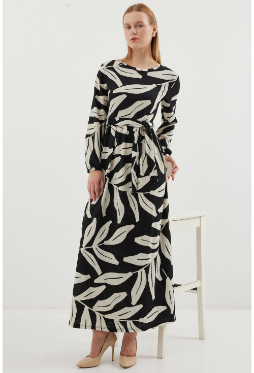 2488 Patterned Long Knit Dress