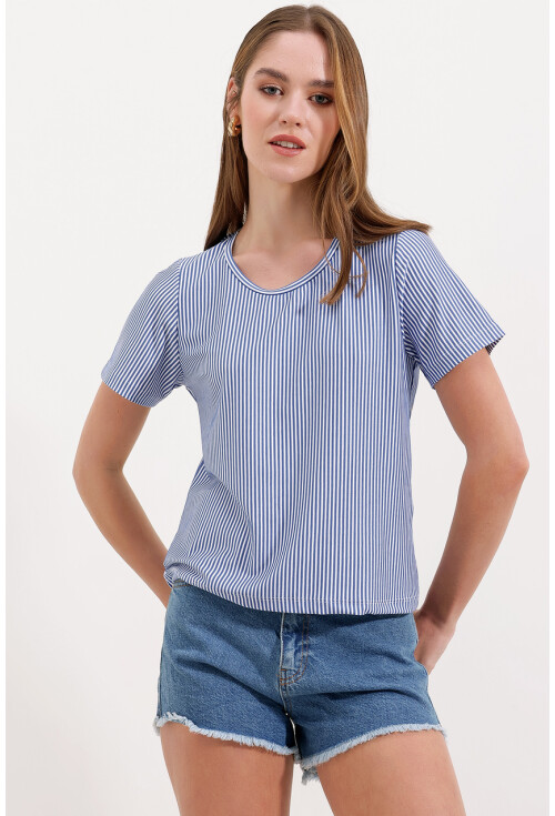 4313 Çizgili Basic Tişört