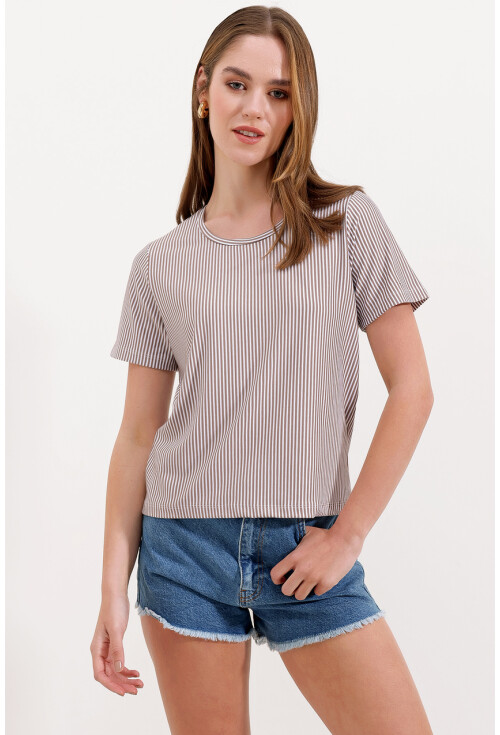 4313 Çizgili Basic Tişört