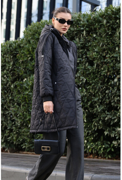 5138 Quilted Long Puffer Coat