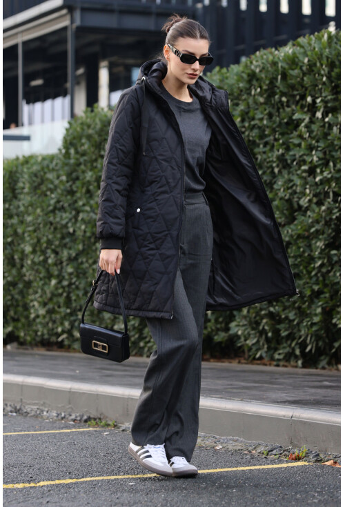 5138 Quilted Long Puffer Coat