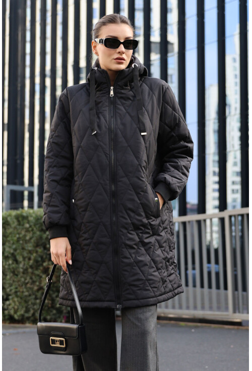 5138 Quilted Long Puffer Coat