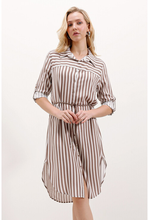 5629 Striped Dress With Belt