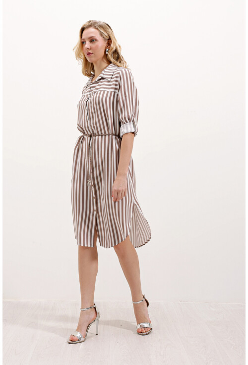 5629 Striped Dress With Belt