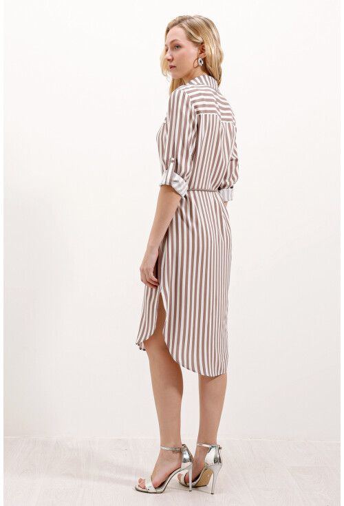 5629 Striped Dress With Belt
