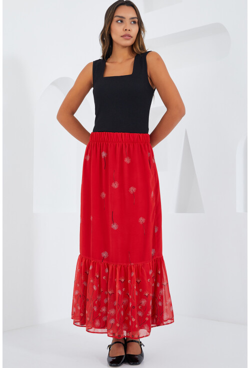 8010 Patterned Chiffon Skirt