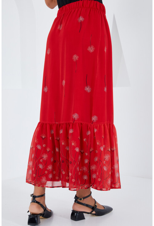 8010 Patterned Chiffon Skirt