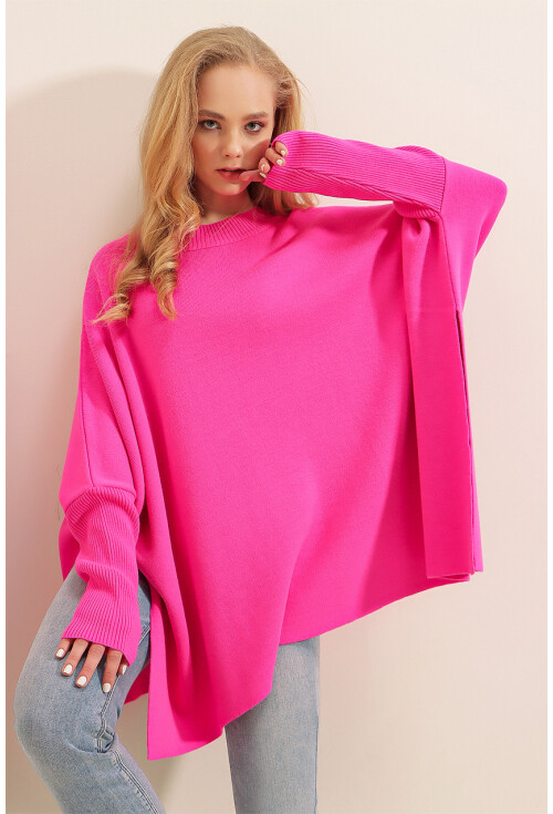 15783 Split Poncho Sweater