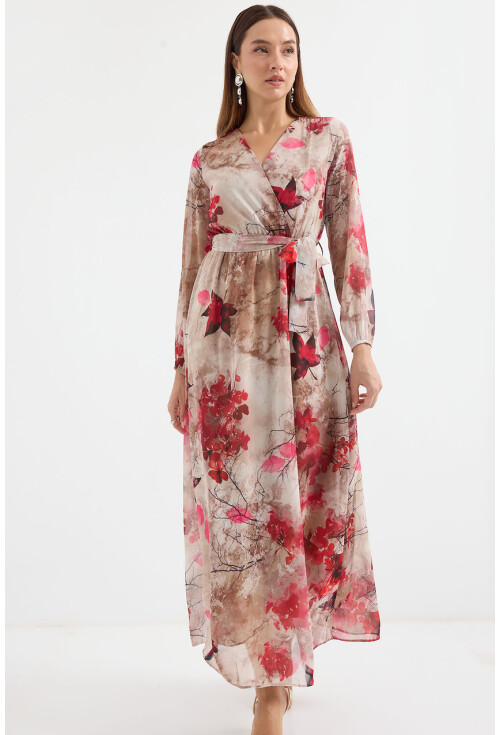 2134 Patterned Chiffon Dress