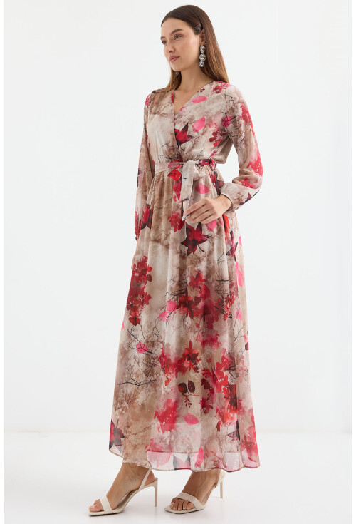 2134 Patterned Chiffon Dress