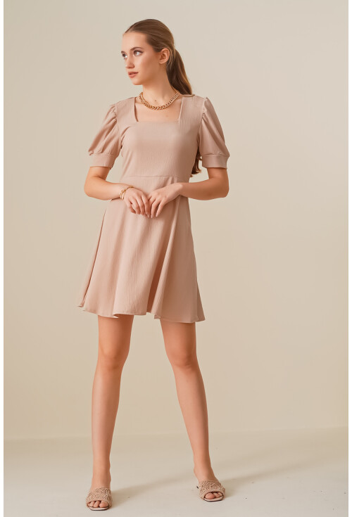 2339 Square Neck Knit Dress