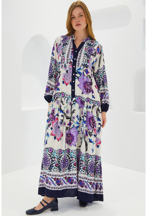 2423 Otantik Desenli Elbise