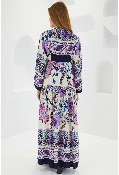 2423 Otantik Desenli Elbise