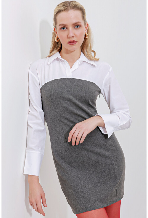 2474 Mini Dress With Shirt Detail