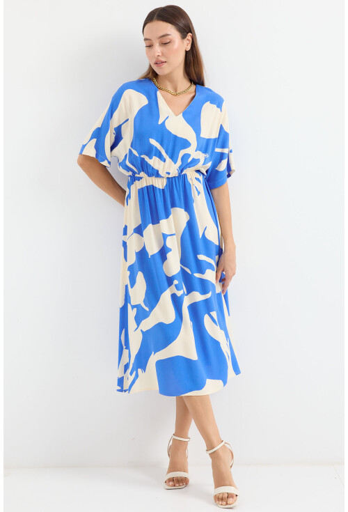 2511 Elastic Waist Patterned Dress