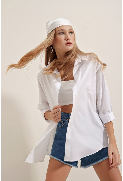 3900 Oversized Long Basic Shirt