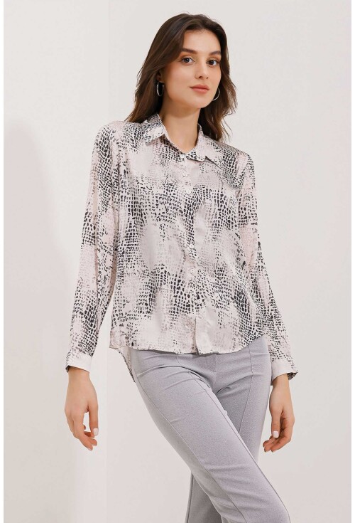 3964 Light Draped Satin Shirt