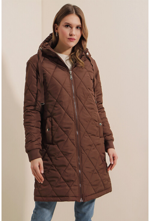 5138 Kapitone Uzun Şişme Mont