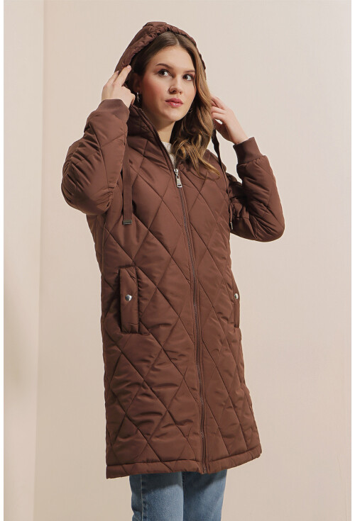 5138 Kapitone Uzun Şişme Mont