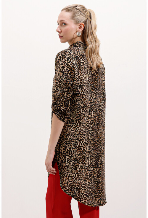 5613 Striped Tunic With Tie Collar