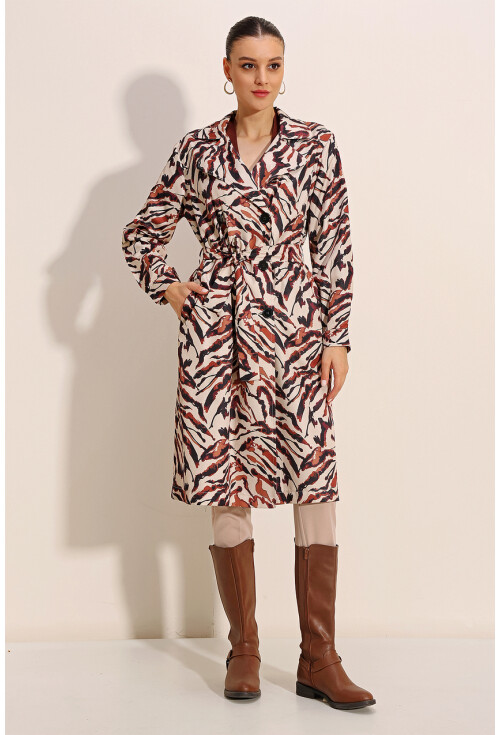 5853 Wrap Collar Trench Coat