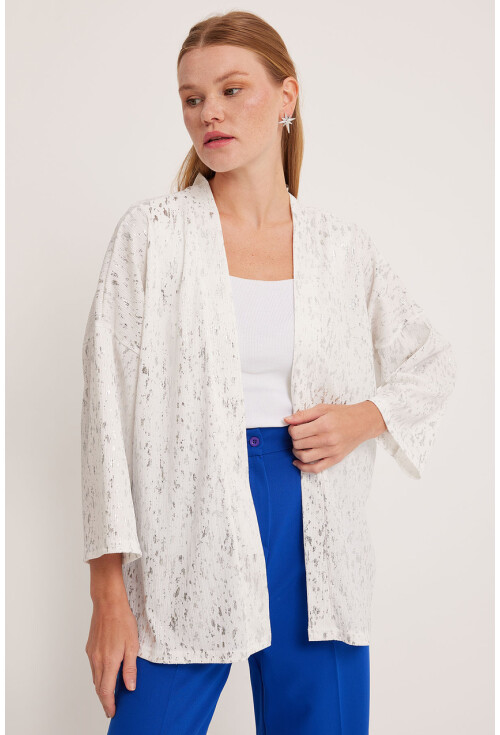 5925 Womens Knit Kimono With Foil