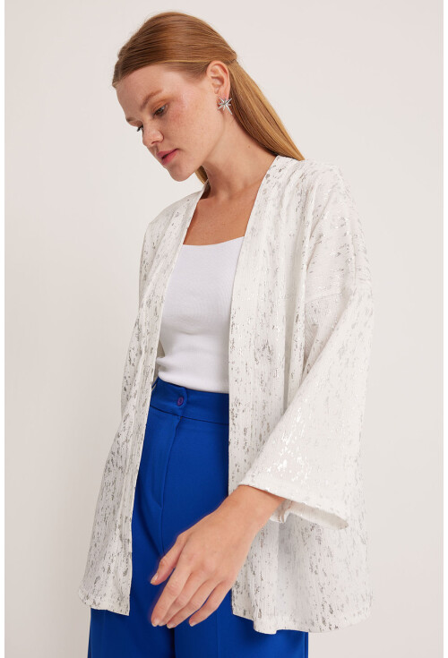 5925 Womens Knit Kimono With Foil