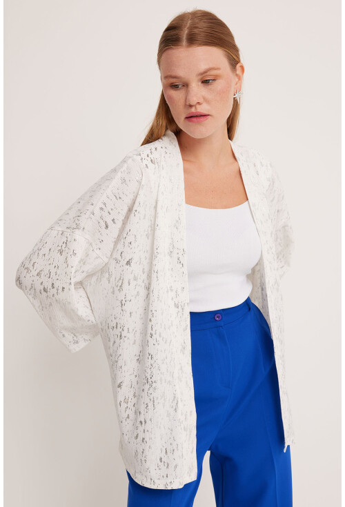 5925 Womens Knit Kimono With Foil