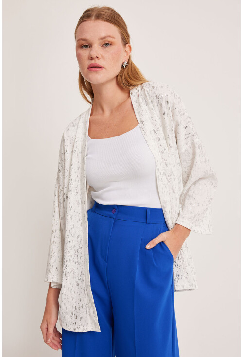 5925 Womens Knit Kimono With Foil