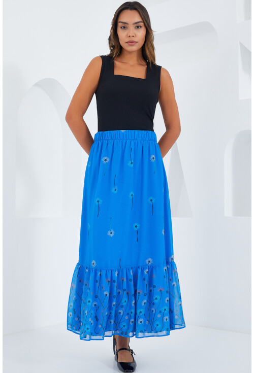 8010 Patterned Chiffon Skirt