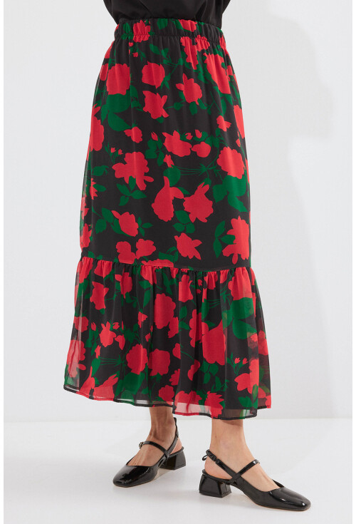8010 Patterned Chiffon Skirt
