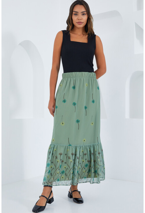 8010 Patterned Chiffon Skirt