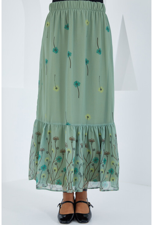 8010 Patterned Chiffon Skirt