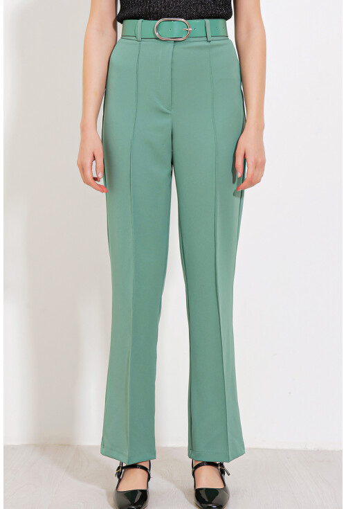 Womens High-Waist Fabric Pants 6584