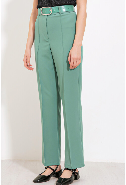 Womens High-Waist Fabric Pants 6584