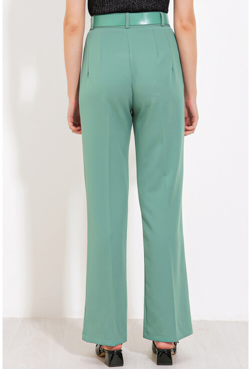 Womens High-Waist Fabric Pants 6584