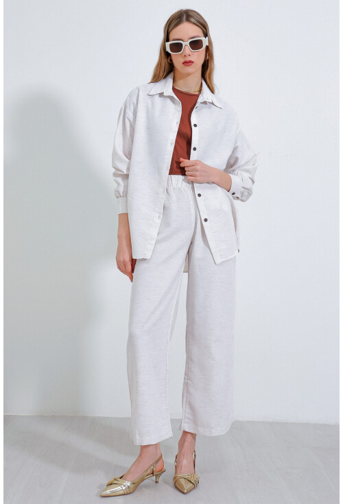 T6624 Bol Paça Keten Alt Üst Takım