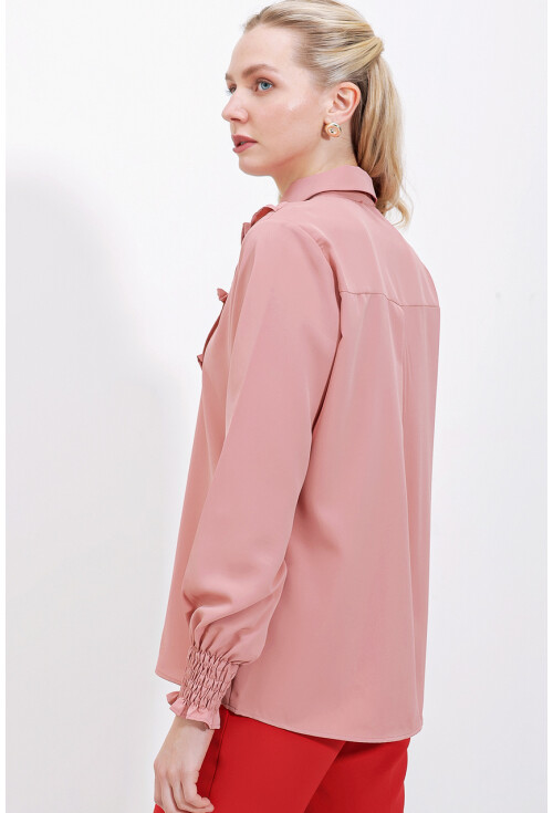 20223 Fırfırlı Uzun Kol Gömlek