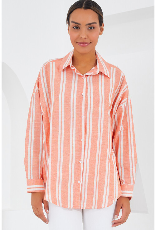 20251 Womens Striped Oversized Shirt
