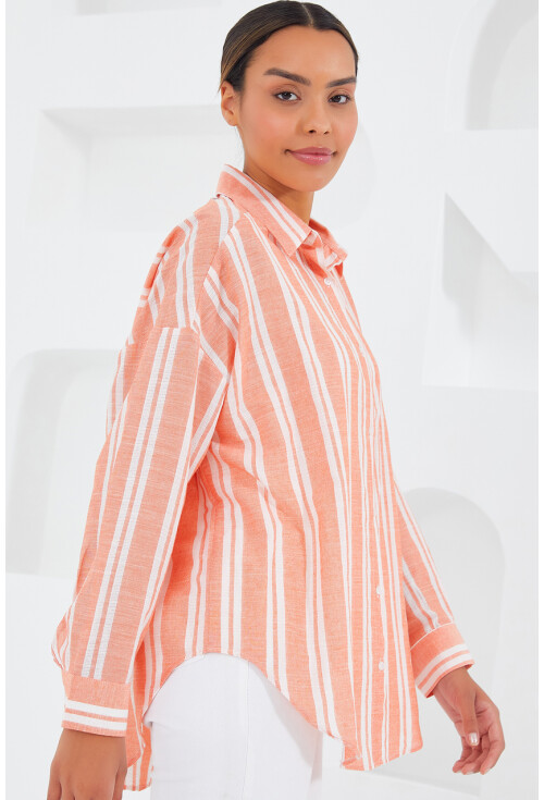 20251 Womens Striped Oversized Shirt