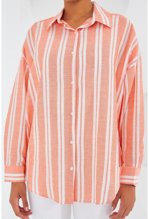 20251 Womens Striped Oversized Shirt