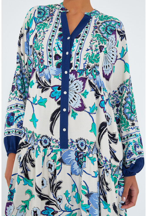 2423 Otantik Desenli Elbise